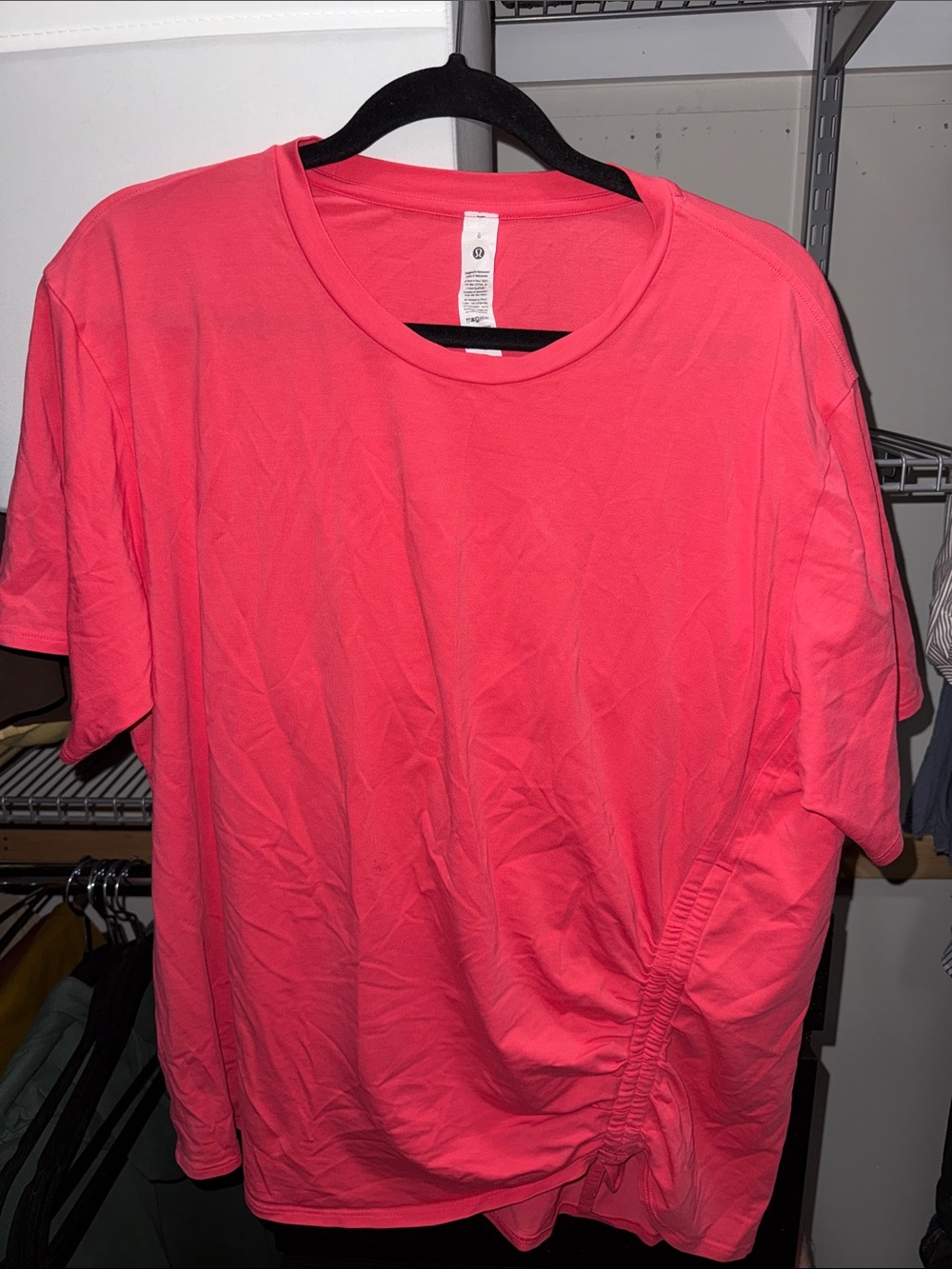 Lululemon Side Cinch Cotton Coral Pink Short-Sleeve Tee